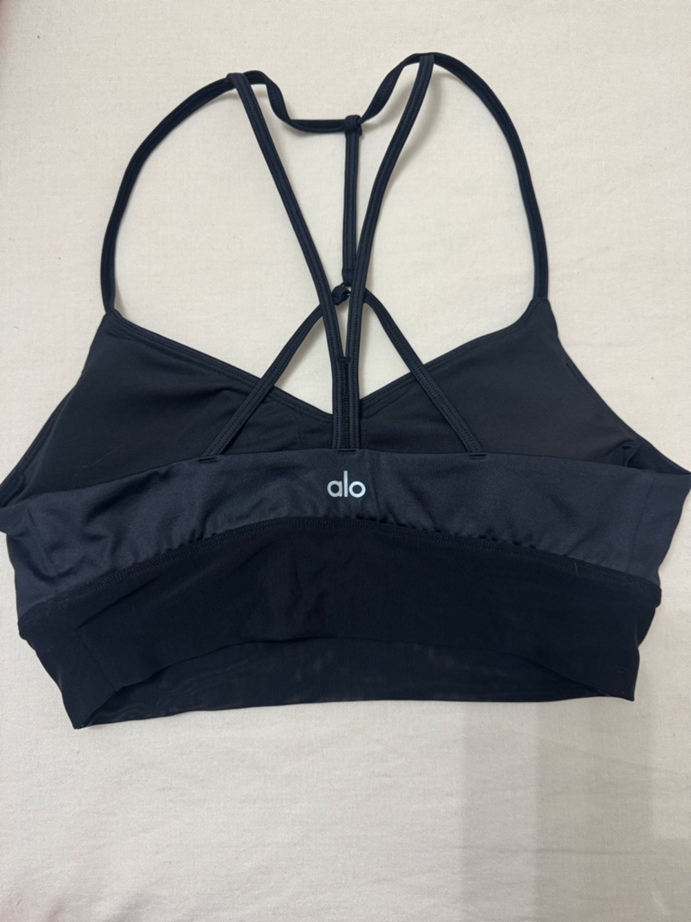 ALO Yoga Black Strappy Sports Bra with Mesh